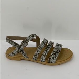 CROCS Tulum sandal shoe strappy gray tan snake Mushroom flat waterproof women 7